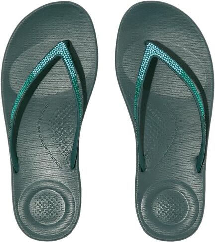 شبشب FitFlop النسائي Iqushion Ombre Sparkle Flip-Flops أزرق مخضر عميق/أزرق نعناعي 10 in Saudi Arabia