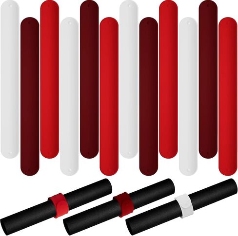 Halloscume 12 Pcs Wrapping Paper Silicone Roll Holder 1 x 9 Inches Christmas Red White Wraps Covered Storage Gift Poster Paper Roll Holder Slap Bands for Storage Organization in Saudi Arabia