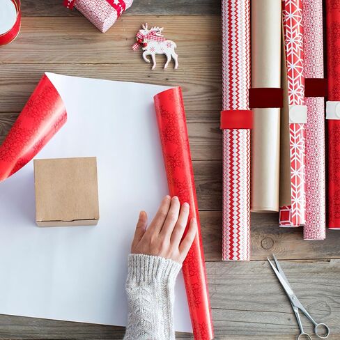 Halloscume 12 Pcs Wrapping Paper Silicone Roll Holder 1 x 9 Inches Christmas Red White Wraps Covered Storage Gift Poster Paper Roll Holder Slap Bands for Storage Organization in Saudi Arabia