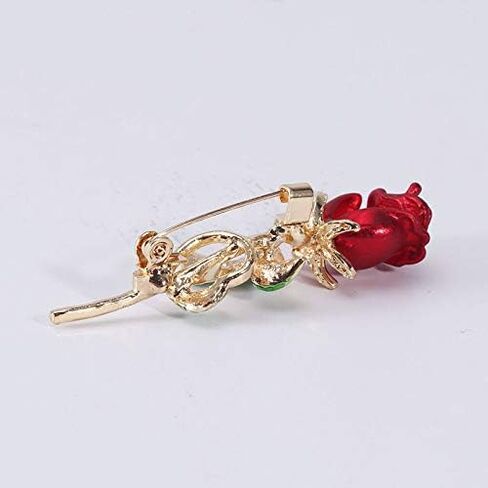 Rose Flower Brooch Pin – Enamel Rose Floral Brooch, Floral Brooch 18K Gold Plated Flower Dress Jewelryfor Women, Mother, Sisters and Wife, Perfect for Party, Banquet, Wedding and Daily Wear in Saudi Arabia