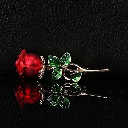 Rose Flower Brooch Pin – Enamel Rose Floral Brooch, Floral Brooch 18K Gold Plated Flower Dress Jewelryfor Women, Mother, Sisters and Wife, Perfect for Party, Banquet, Wedding and Daily Wear in Saudi Arabia