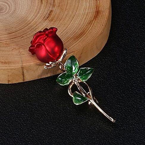 Rose Flower Brooch Pin – Enamel Rose Floral Brooch, Floral Brooch 18K Gold Plated Flower Dress Jewelryfor Women, Mother, Sisters and Wife, Perfect for Party, Banquet, Wedding and Daily Wear in Saudi Arabia