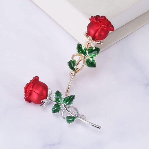 Rose Flower Brooch Pin – Enamel Rose Floral Brooch, Floral Brooch 18K Gold Plated Flower Dress Jewelryfor Women, Mother, Sisters and Wife, Perfect for Party, Banquet, Wedding and Daily Wear in Saudi Arabia