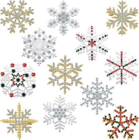Waydress 12 Pieces Christmas Brooch Pins Set for Women Rhinestone Crystal Winter Vintage Wreath Snowman Reindeer Christmas Snowflake Enamel Jewelry Pins Gift Ladies Gift Jewelry Party in Saudi Arabia