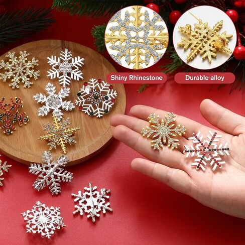 Waydress 12 Pieces Christmas Brooch Pins Set for Women Rhinestone Crystal Winter Vintage Wreath Snowman Reindeer Christmas Snowflake Enamel Jewelry Pins Gift Ladies Gift Jewelry Party in Saudi Arabia