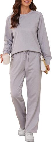 Women's 2 Piece Lounge Sets Fall 2024 Travel Outfits Sweatshirts Sweatpants Cozy Tracksuits Matching Sets in Saudi Arabia