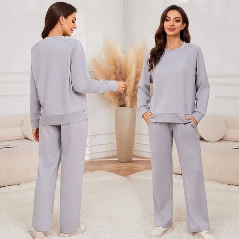 Women's 2 Piece Lounge Sets Fall 2024 Travel Outfits Sweatshirts Sweatpants Cozy Tracksuits Matching Sets in Saudi Arabia