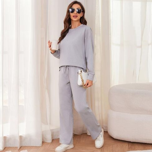 Women's 2 Piece Lounge Sets Fall 2024 Travel Outfits Sweatshirts Sweatpants Cozy Tracksuits Matching Sets in Saudi Arabia