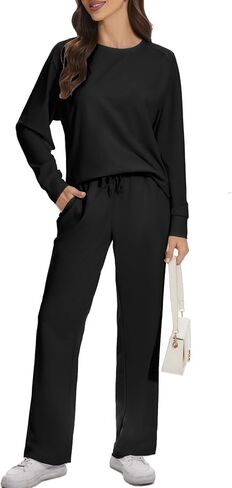 Women's 2 Piece Lounge Sets Fall 2024 Travel Outfits Sweatshirts Sweatpants Cozy Tracksuits Matching Sets in Saudi Arabia