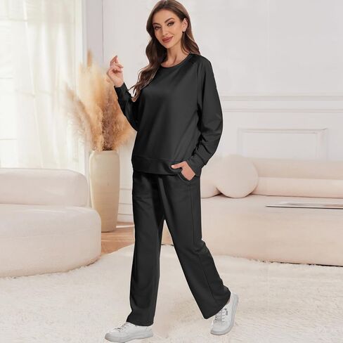 Women's 2 Piece Lounge Sets Fall 2024 Travel Outfits Sweatshirts Sweatpants Cozy Tracksuits Matching Sets in Saudi Arabia