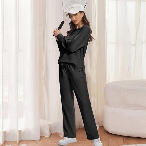 Women's 2 Piece Lounge Sets Fall 2024 Travel Outfits Sweatshirts Sweatpants Cozy Tracksuits Matching Sets in Saudi Arabia