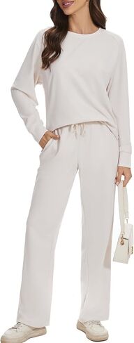 Women's 2 Piece Lounge Sets Fall 2024 Travel Outfits Sweatshirts Sweatpants Cozy Tracksuits Matching Sets in Saudi Arabia