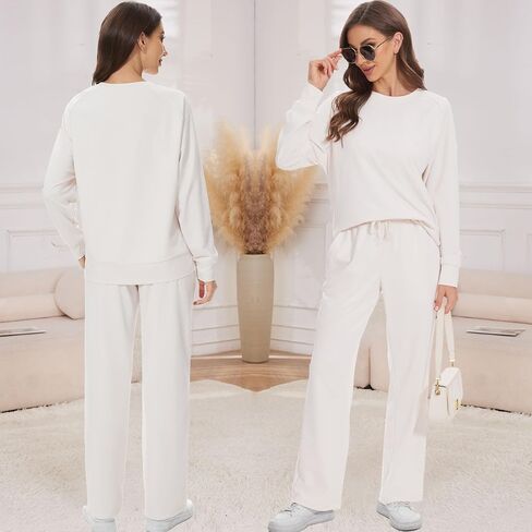 Women's 2 Piece Lounge Sets Fall 2024 Travel Outfits Sweatshirts Sweatpants Cozy Tracksuits Matching Sets in Saudi Arabia
