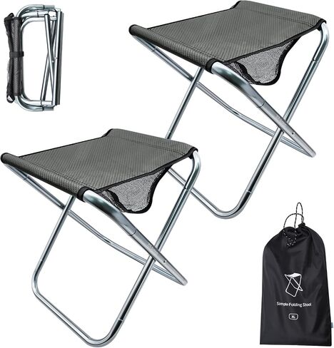 LFSEMINI Camping Stool, 16in Tall Large Size Folding Stool with Carry Bag, Aluminum Alloy Bracket, 1.5lbs Lightweight, Load Capacity to 300lbs, for Travel, Hiking, BBQ, Fishing, Beach(Grey) in Saudi Arabia
