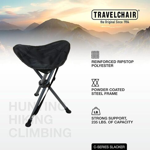 Travel Chair Slacker Tripod Chair for Camping, Lightweight Chair, Adjustable Carry Strap for Easy Transport Made with Recycled Fabric Perfect for Outdoor Adventures, Repreve (Brown/Khaki) in Saudi Arabia