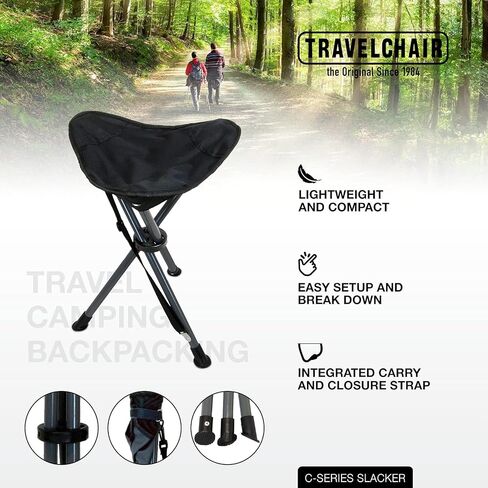 Travel Chair Slacker Tripod Chair for Camping, Lightweight Chair, Adjustable Carry Strap for Easy Transport Made with Recycled Fabric Perfect for Outdoor Adventures, Repreve (Brown/Khaki) in Saudi Arabia