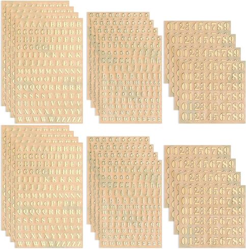 24 Pcs Gold Letter Stickers, Ymapinc Resin Mini Letter Stickers for Nail Art, Glittering Number Stickers, Self Adhesive Scrapbook Stickers for Decoration Christmas DIY Craft in Saudi Arabia