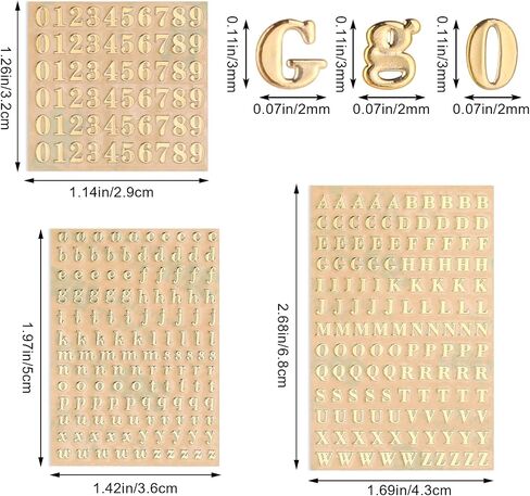 24 Pcs Gold Letter Stickers, Ymapinc Resin Mini Letter Stickers for Nail Art, Glittering Number Stickers, Self Adhesive Scrapbook Stickers for Decoration Christmas DIY Craft in Saudi Arabia