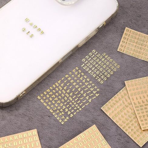 24 Pcs Gold Letter Stickers, Ymapinc Resin Mini Letter Stickers for Nail Art, Glittering Number Stickers, Self Adhesive Scrapbook Stickers for Decoration Christmas DIY Craft in Saudi Arabia