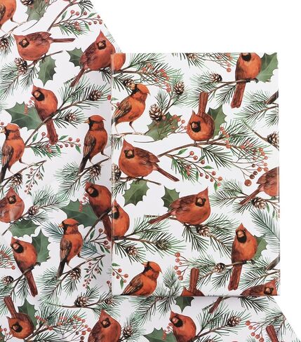 4 أوراق ورق تغليف عيد الميلاد الكاردينال ريد بيرد وهولي بيري تصميم عطلة الشتاء ورق تغليف الهدايا 20 × 28 بوصة in Kuwait