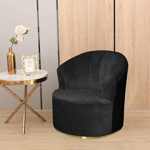 Velvet Swivel Barrel Chair Slipcovers, Modern Swivel Accent Chair Cover Soft Solid Barrel Armchairs Sofa Cover Club Chair Couch Cover for Living Room (Ivory) in Saudi Arabia