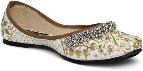 YASH & CO. Rajasthani Embellished Payal and Ghungroo Jutti Mojari | Hand Crafted Jutti | Women Ethnic and Traditional Mojari Jutti | Elegant and Comfortable Jutti in Saudi Arabia