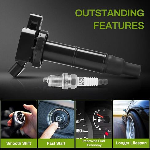 حزمة شمعات الإشعال وملفات الإشعال من AUTOSAVER88 متوافقة مع Camry Matrix RAV4 Solara Corolla Highlander Lexus HS250h Scion TC XB (مجموعة من 4) in Saudi Arabia
