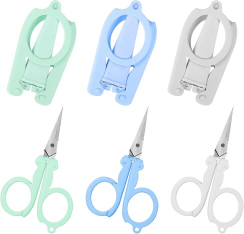 3Pcs Mini Folding Scissors Stainless Steel Scissors Portable Safety Foldable Small Scissors for Cutting Scrapbooking Crafting Sewing Home and Travel Use(Pink Blue Purple) in Saudi Arabia