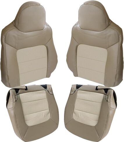 NLQR Driver and Passenger Side Bottom & Top Back Replacement Seat Covers Microfiber Leather Tan Compatible with Ford Expedition 2003 2004 2005 2006 in Saudi Arabia