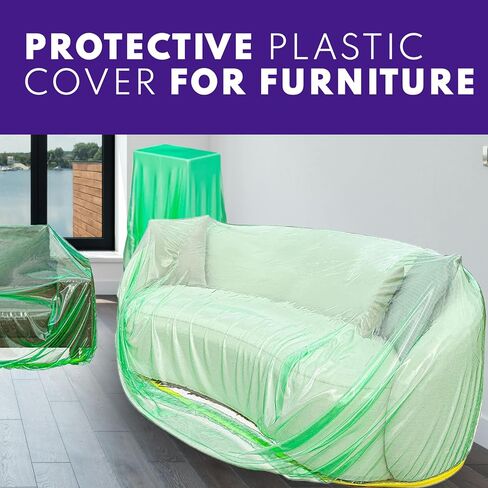 Skywin Furniture Covers for Moving -10Pack,101x75x50 Large Sofa Couch Storage Bag & Plastic Couch Cover Dust Protector for Furniture Covering Wrap -Clear Furniture Wrapping for Moving and Protection in Kuwait