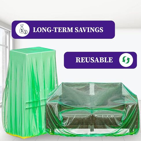 Skywin Furniture Covers for Moving -10Pack,101x75x50 Large Sofa Couch Storage Bag & Plastic Couch Cover Dust Protector for Furniture Covering Wrap -Clear Furniture Wrapping for Moving and Protection in Kuwait