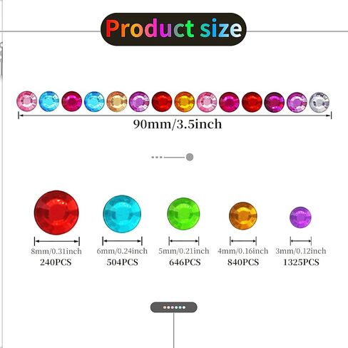 3555pcs Self Adhesive Face Gems for Makeup, Festival Jewels, Hair Gems, Rhinestone Stickers for Face, Eye, Makeup, Nail, Body, Crafts 5sheets (color-3/4/5/6/8mm) in Kuwait
