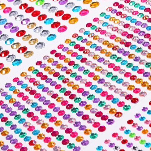 3555pcs Self Adhesive Face Gems for Makeup, Festival Jewels, Hair Gems, Rhinestone Stickers for Face, Eye, Makeup, Nail, Body, Crafts 5sheets (color-3/4/5/6/8mm) in Kuwait