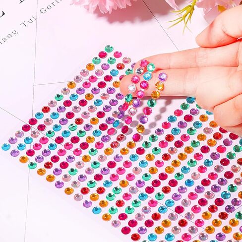 3555pcs Self Adhesive Face Gems for Makeup, Festival Jewels, Hair Gems, Rhinestone Stickers for Face, Eye, Makeup, Nail, Body, Crafts 5sheets (color-3/4/5/6/8mm) in Kuwait