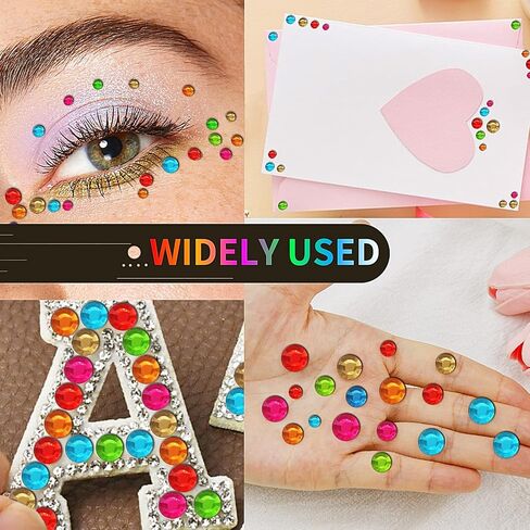 3555pcs Self Adhesive Face Gems for Makeup, Festival Jewels, Hair Gems, Rhinestone Stickers for Face, Eye, Makeup, Nail, Body, Crafts 5sheets (color-3/4/5/6/8mm) in Kuwait