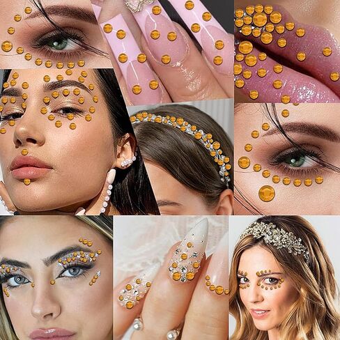 3555pcs Self Adhesive Face Gems for Makeup, Festival Jewels, Hair Gems, Rhinestone Stickers for Face, Eye, Makeup, Nail, Body, Crafts 5sheets (color-3/4/5/6/8mm) in Kuwait