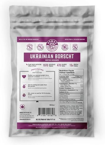 Nomad Nutrition - Ukrainian Borscht - plant based, protein packed, nutritious dehydrated meal for camping, travel, adventure on the go (4 oz) in Saudi Arabia