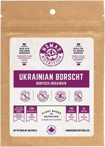 Nomad Nutrition - Ukrainian Borscht - plant based, protein packed, nutritious dehydrated meal for camping, travel, adventure on the go (4 oz) in Saudi Arabia