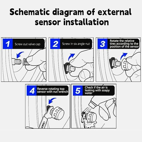 Motorcycle Tire Pressure Monitoring System, Wireless TPMS Tire Pressure and Temperature Alarm, Bluetooth Motorcycle TPMS with 2 External Sensors for Motors, Bikes, Support iOS and Android in Kuwait