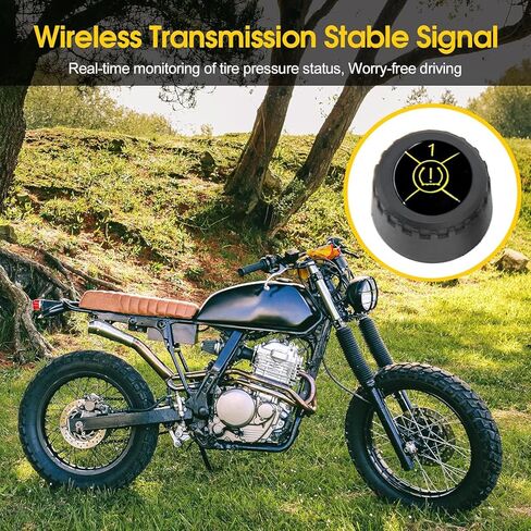 Motorcycle Tire Pressure Monitoring System, Wireless TPMS Tire Pressure and Temperature Alarm, Bluetooth Motorcycle TPMS with 2 External Sensors for Motors, Bikes, Support iOS and Android in Kuwait
