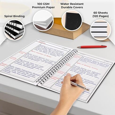 Spiral Lined Notebook, 6 Pack, A5, 8.3 x 5.8", 120 Pages (60 Sheets), Thick Black Water Resistant Hardcover, No-Bleed 100 GSM Lined Paper, Students & Office, Business Diary Ruled Spiral Journal in Saudi Arabia