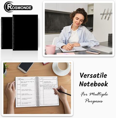 Spiral Lined Notebook, 6 Pack, A5, 8.3 x 5.8", 120 Pages (60 Sheets), Thick Black Water Resistant Hardcover, No-Bleed 100 GSM Lined Paper, Students & Office, Business Diary Ruled Spiral Journal in Saudi Arabia