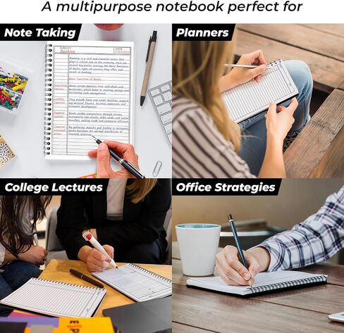 Spiral Lined Notebook, 6 Pack, A5, 8.3 x 5.8", 120 Pages (60 Sheets), Thick Black Water Resistant Hardcover, No-Bleed 100 GSM Lined Paper, Students & Office, Business Diary Ruled Spiral Journal in Saudi Arabia