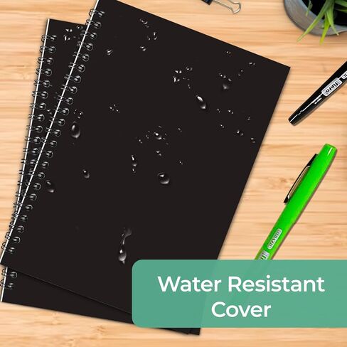 Spiral Lined Notebook, 6 Pack, A5, 8.3 x 5.8", 120 Pages (60 Sheets), Thick Black Water Resistant Hardcover, No-Bleed 100 GSM Lined Paper, Students & Office, Business Diary Ruled Spiral Journal in Saudi Arabia