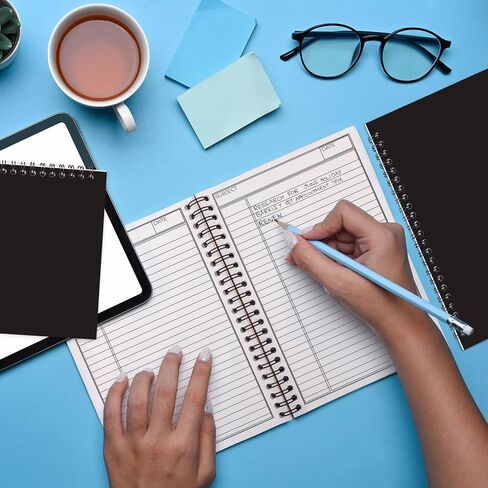 Spiral Lined Notebook, 6 Pack, A5, 8.3 x 5.8", 120 Pages (60 Sheets), Thick Black Water Resistant Hardcover, No-Bleed 100 GSM Lined Paper, Students & Office, Business Diary Ruled Spiral Journal in Saudi Arabia