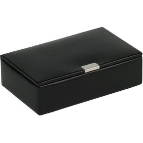 WOLF Heritage Cufflink Box - Faux Leather, Ultra-Suede Lining, Magnetic Closure