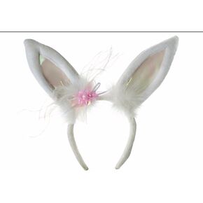 Amscan Festive White Bunny Ears Headband (1 Pc.) - Premium Fabric - Perfect for Parties, Cosplay & Joyous Events
