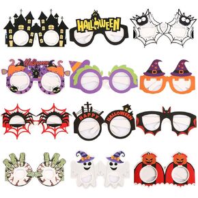 12pcs Halloween Paper EyeGlasses, Funny Glasses Ghost Bat Spider Eyeball Novelty Eyeglasses for Halloween Party Favors Cosplay Accessories Supplies Decoration