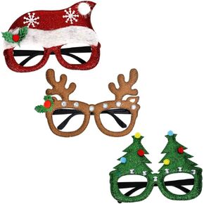 SOLI Christmas Holiday Themed Glasses (3 Pack Assortment)