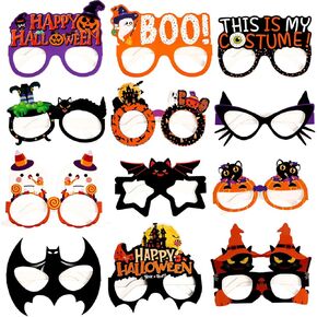 24pcs Halloween Glasses, 12 Styles Assorted Halloween Eyeglasses Paper Scary Halloween Party Favors for Kids Costumes Accessories Holiday Party Decorations Photo Props Novelty Eyewear